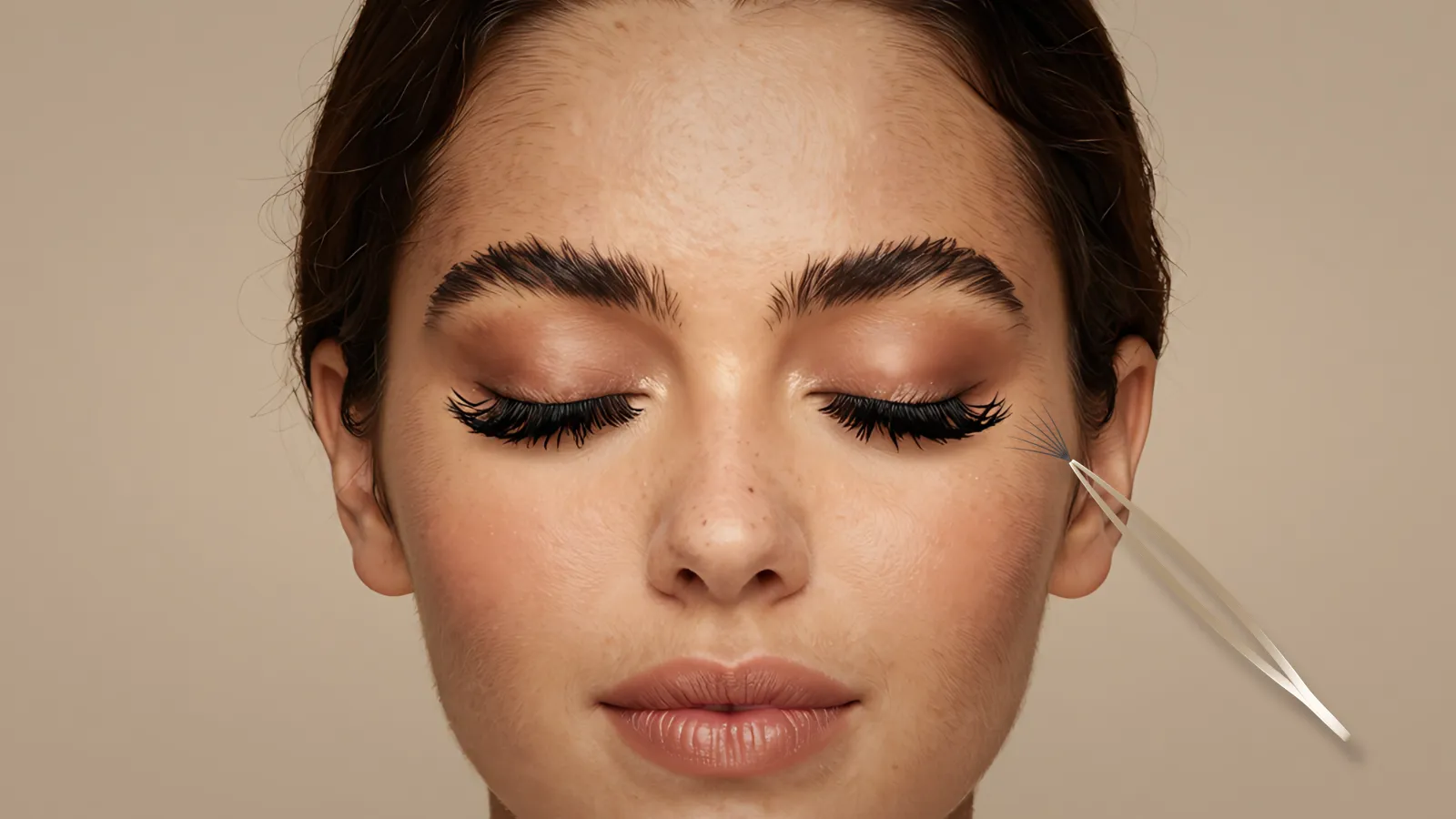 Olhos com extensão de cílios em volume